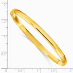 Sterling Silver Gold-tone 4mm Solid Polished Plain Slip-On Bangle Bracelet - Product Photo