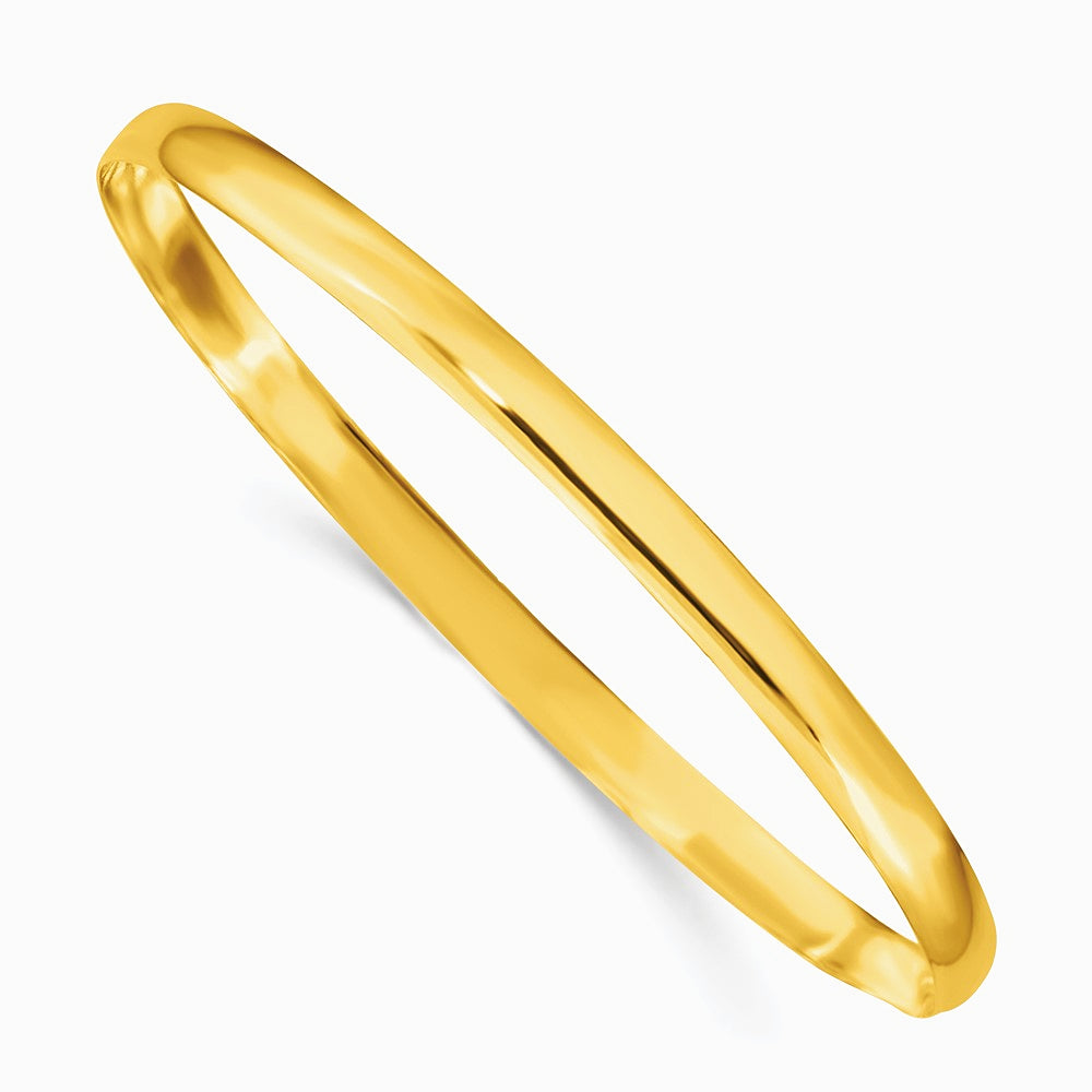 Sterling Silver Gold-tone 4mm Solid Polished Plain Slip-On Bangle Bracelet