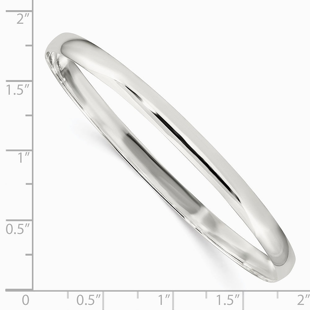 Sterling Silver 4.5mm Solid Polished Plain Slip-On Bangle Bracelet - Product Photo
