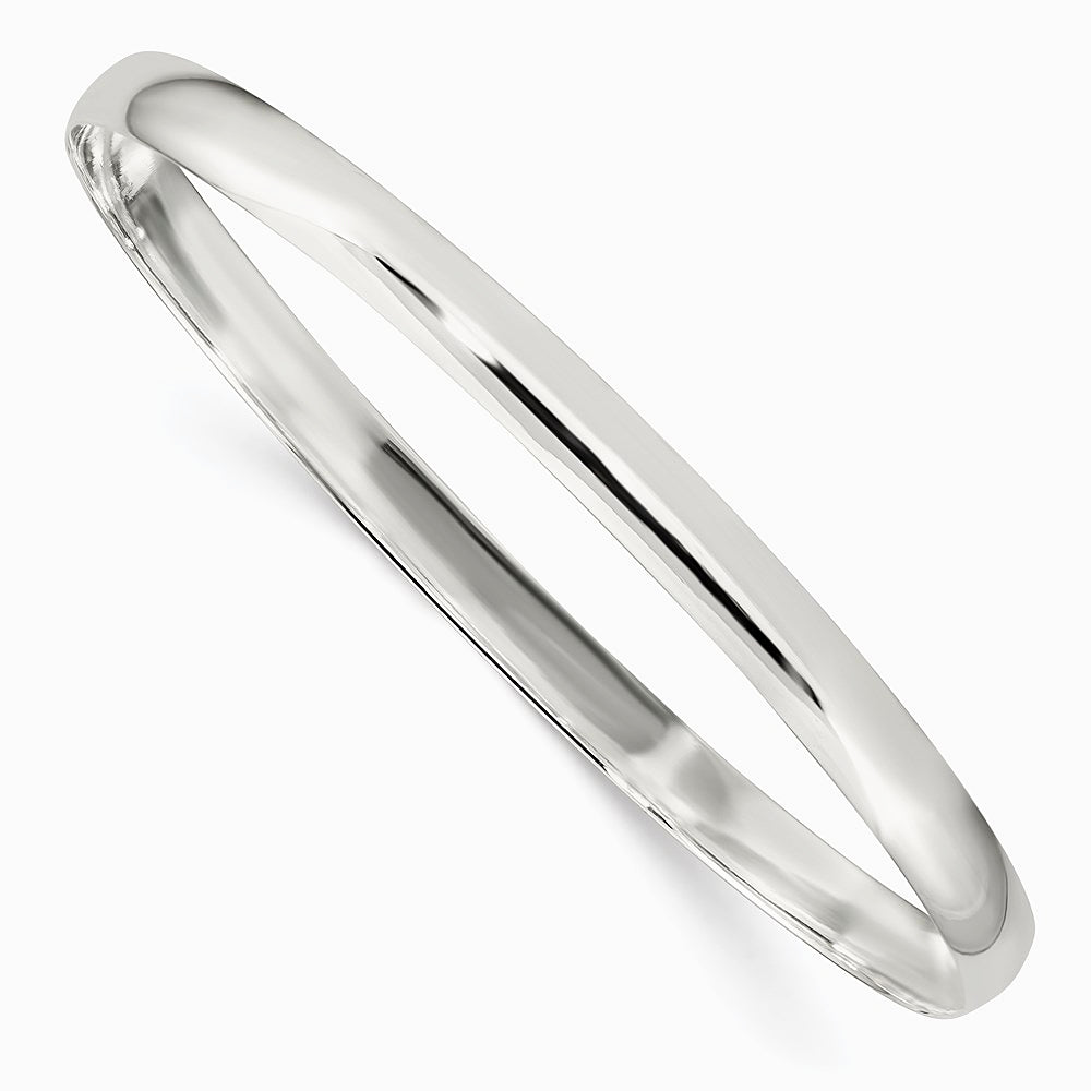 Sterling Silver 4.5mm Solid Polished Plain Slip-On Bangle Bracelet - Product Photo