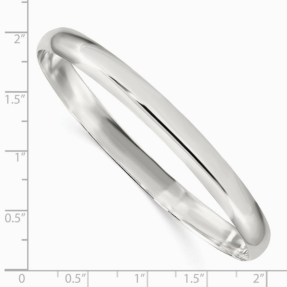 Sterling Silver 6.25mm Solid Polished Plain Slip-On Bangle Bracelet - Product Photo