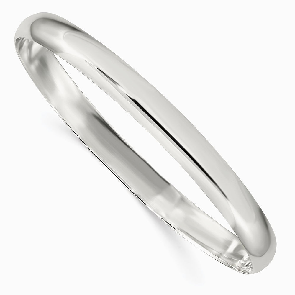 Sterling Silver 6.25mm Solid Polished Plain Slip-On Bangle Bracelet - Product Photo