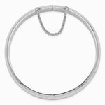 Sterling Silver Rhodium-plated 9.5mm Diamond-Cut Fancy Hinged Bangle Bracelet - Product Photo