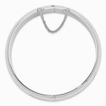 Sterling Silver Rhodium-plated Diamond-Cut 15mm Fancy Hinged Bangle Bracelet - Product Photo