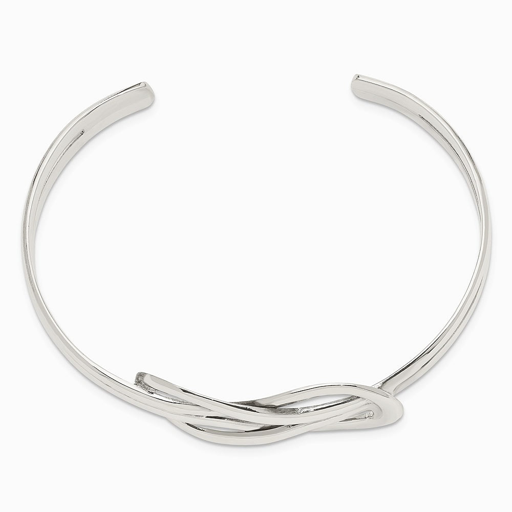 Sterling Silver Knot Design Cuff Bangle - Product Photo