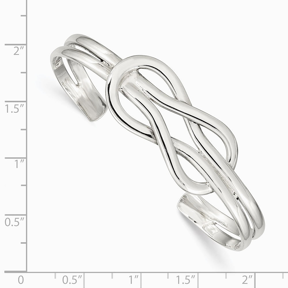 Sterling Silver Knot Design Cuff Bangle - Product Photo