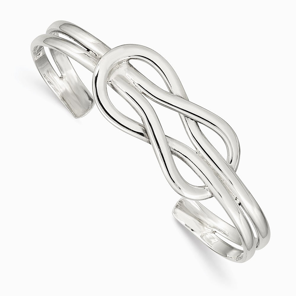 Sterling Silver Knot Design Cuff Bangle - Product Photo