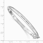 Sterling Silver Rhodium-plated 5mm Diamond-Cut Hinged Bangle Bracelet - Product Photo