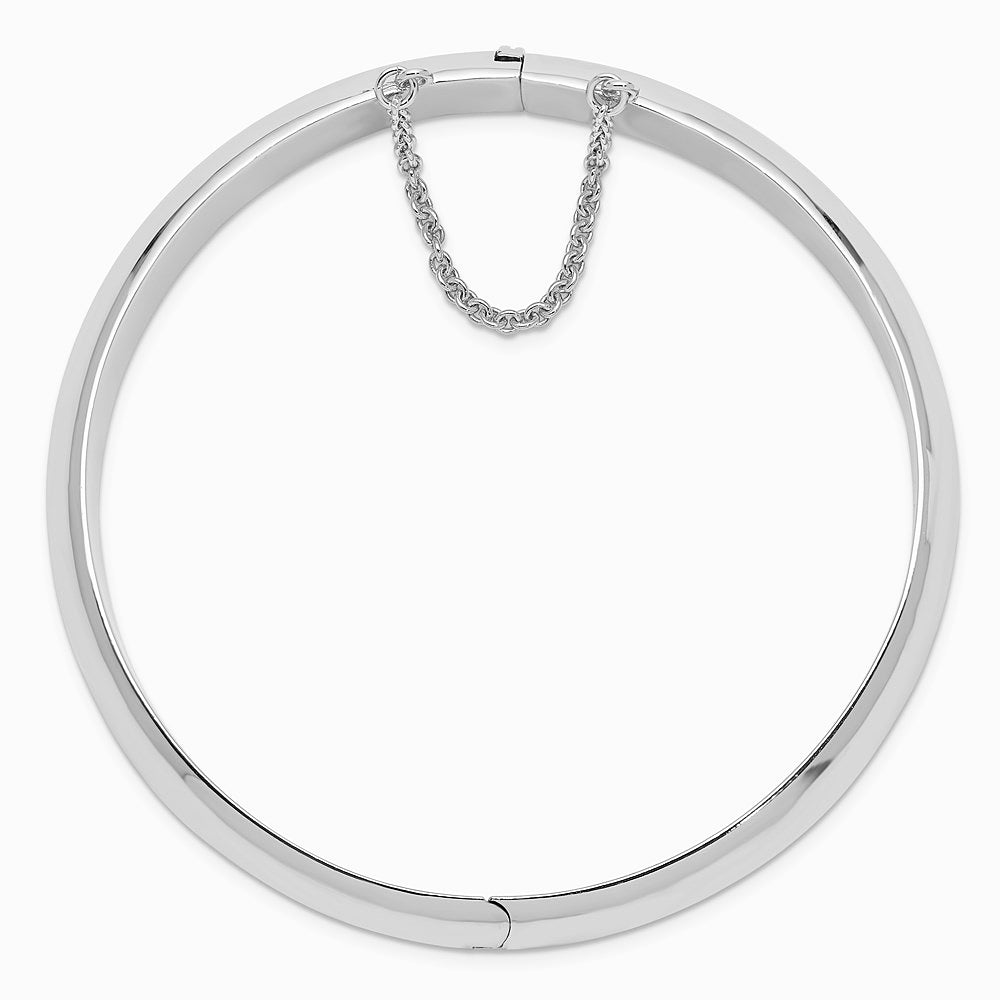 Sterling Silver Rhodium-plated 12.00mm Hinged Bangle Bracelet - Product Photo