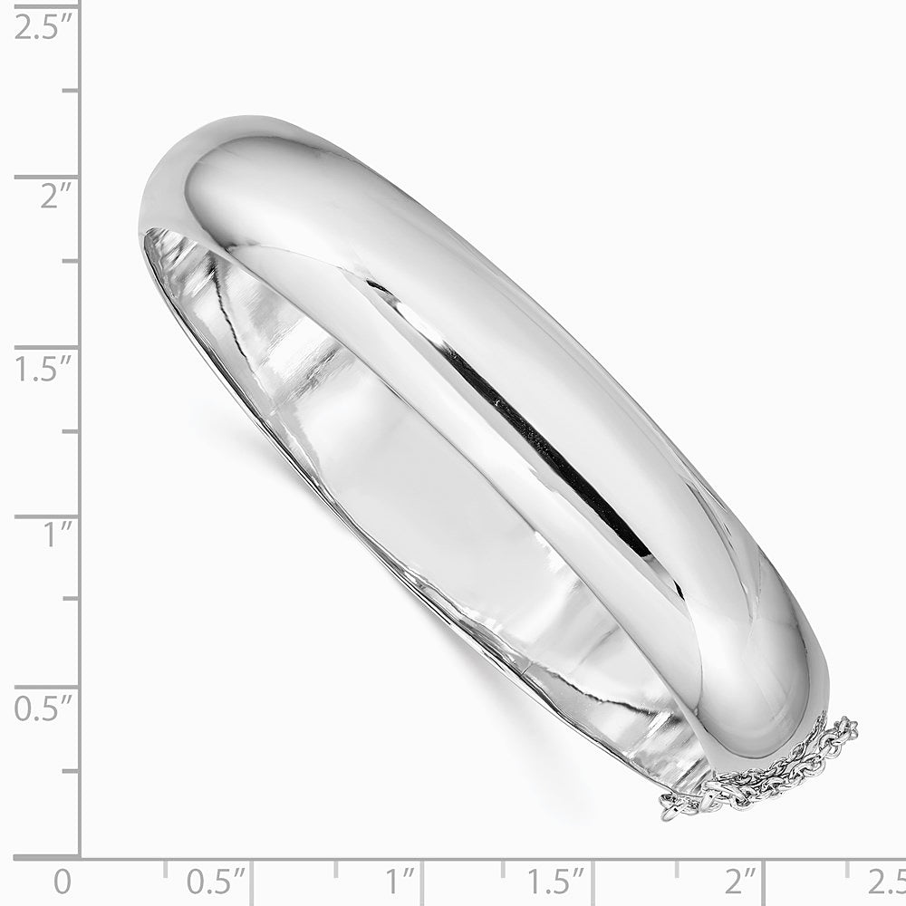 Sterling Silver Rhodium-plated 12.00mm Hinged Bangle Bracelet - Product Photo