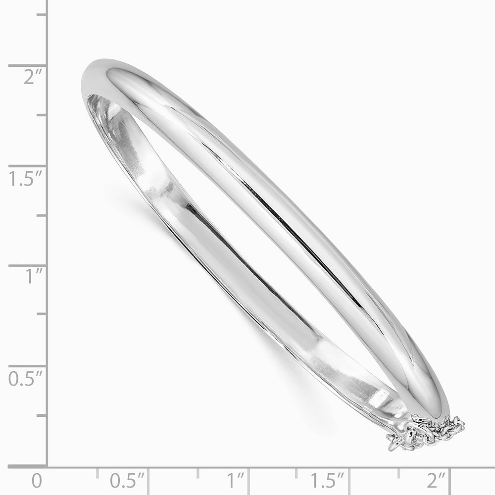 Sterling Silver Rhodium-plated 5mm with Chain Hinged Bangle - Product Photo