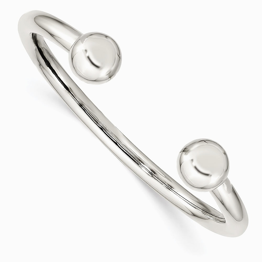 Sterling Silver Polished Baby Cuff Bangle Bracelet - Product Photo