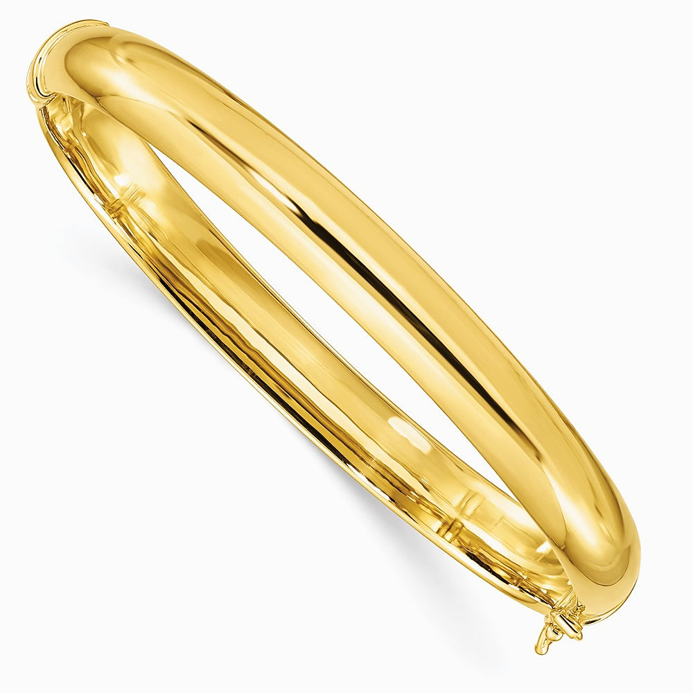 Sterling Silver Gold-plated 8mm Hinged Bangle - Product Photo