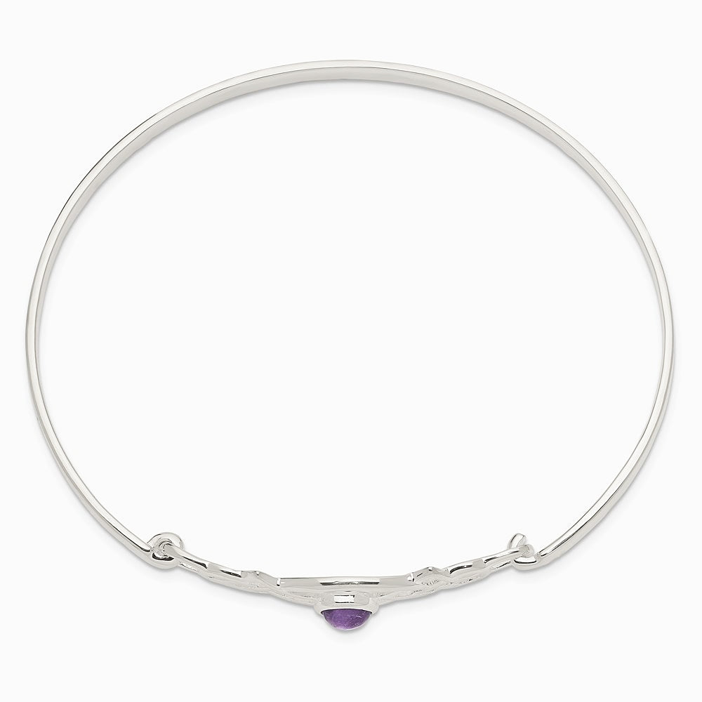 Sterling Silver Amethyst Celtic Knot Bangle Bracelet - Product Photo