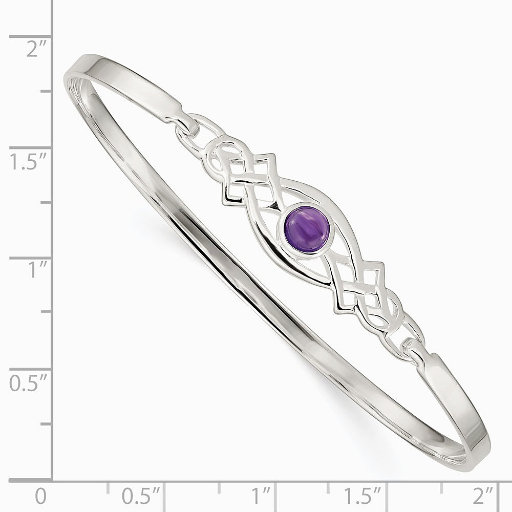 Sterling Silver Amethyst Celtic Knot Bangle Bracelet - Product Photo