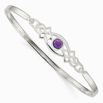 Sterling Silver Amethyst Celtic Knot Bangle Bracelet - Product Photo