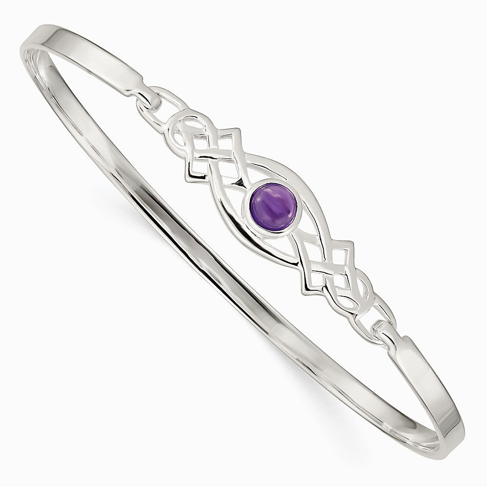 Sterling Silver Amethyst Celtic Knot Bangle Bracelet - Product Photo