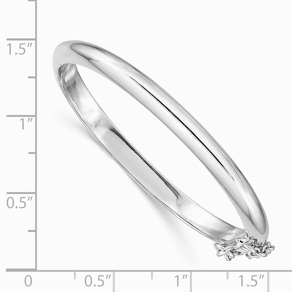 Sterling Silver RH-plated Polished 4mm w/ Safety Hinged Children's Bangle - Product Photo