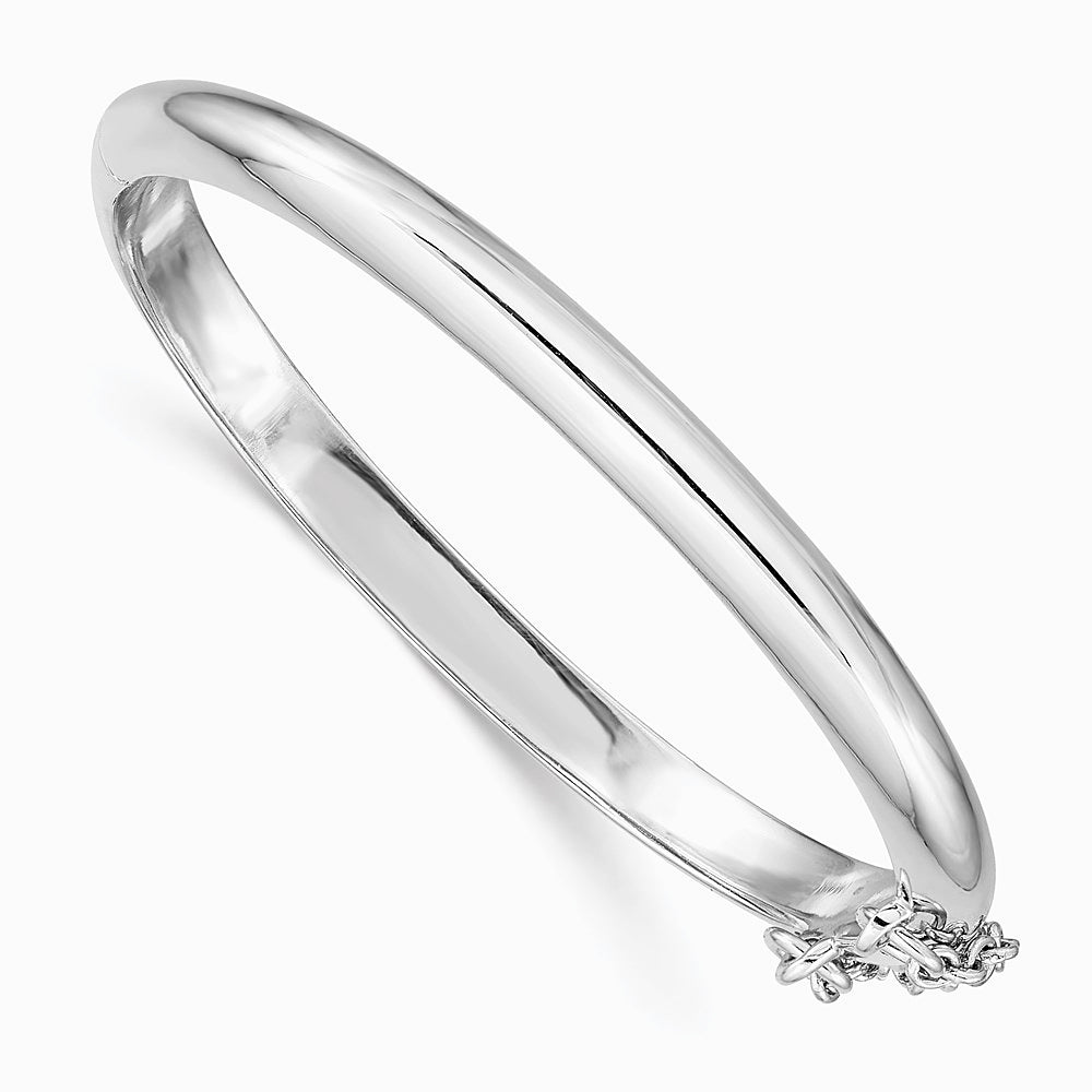 Sterling Silver RH-plated Polished 4mm w/ Safety Hinged Children's Bangle - Product Photo