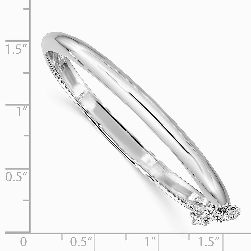Sterling Silver RH-plated Polished 4mm w/ Safety Hinged Children's Bangle - Product Photo