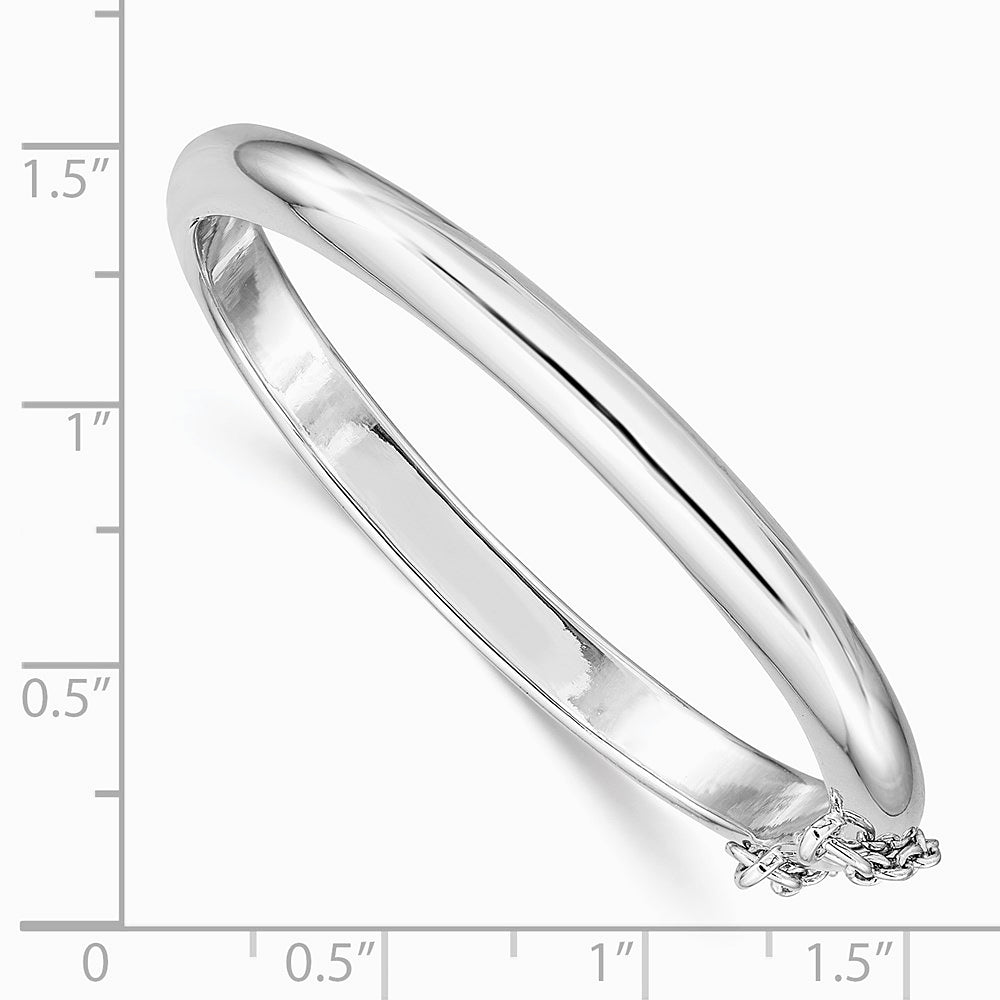 Sterling Silver RH-plated Polished 5mm w/ Safety Hinged Children's Bangle - Product Photo