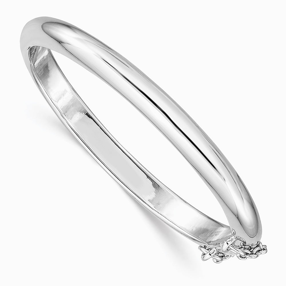 Sterling Silver RH-plated Polished 5mm w/ Safety Hinged Children's Bangle - Product Photo