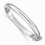 Sterling Silver RH-plated Pol. & D/C 5mm w/ Safety Hinged Children's Bangle - Product Photo