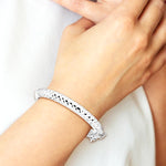 Sterling Silver RH-plated Pol. & D/C 5.5mm w/ Safety Hinged Children's Bangle - Product Photo