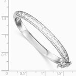Sterling Silver RH-plated Pol. & D/C 5.5mm w/ Safety Hinged Children's Bangle - Product Photo