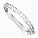 Sterling Silver RH-plated Pol. & D/C 5.5mm w/ Safety Hinged Children's Bangle - Product Photo
