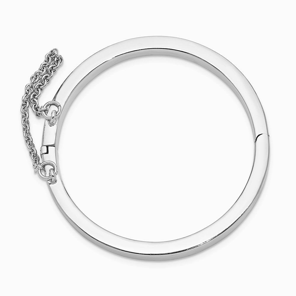 Sterling Silver RH-plated Polished 4mm w/ Safety Hinged Children's Bangle - Product Photo