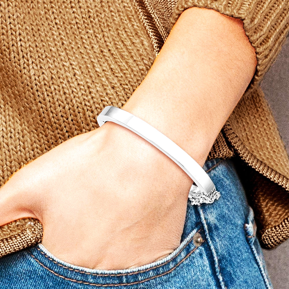 Sterling Silver RH-plated Polished 4mm w/ Safety Hinged Children's Bangle - Product Photo