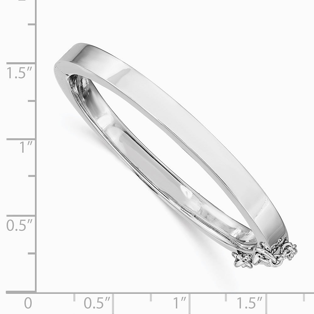 Sterling Silver RH-plated Polished 4mm w/ Safety Hinged Children's Bangle - Product Photo