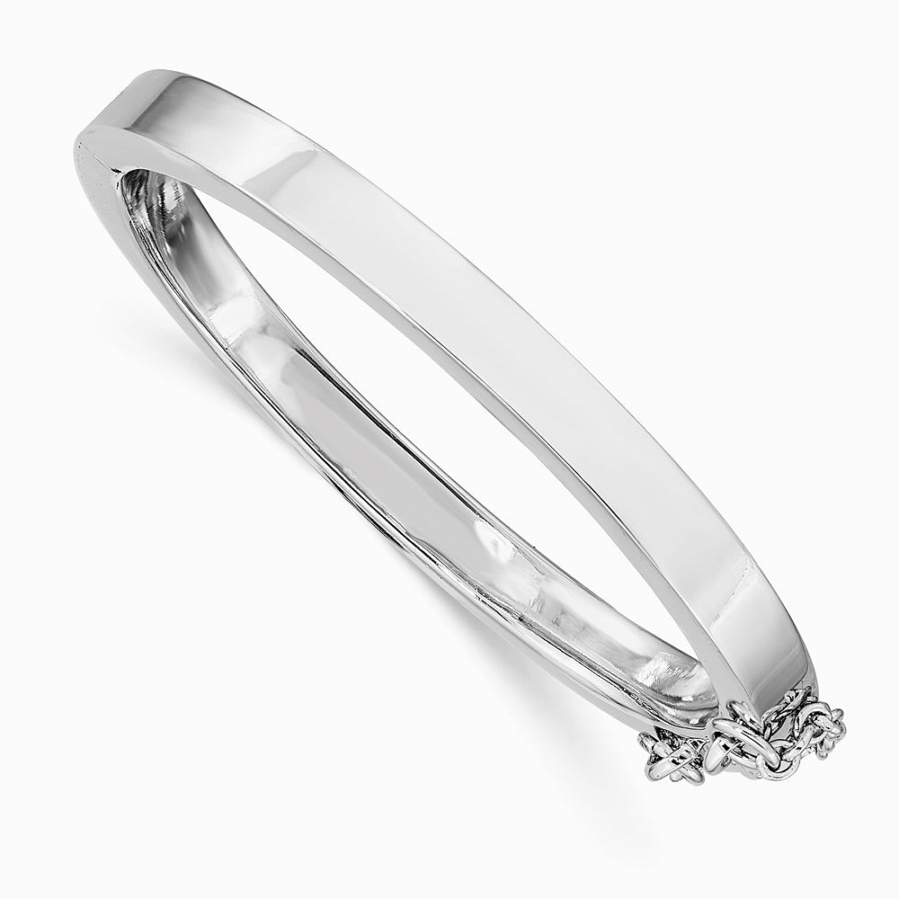 Sterling Silver RH-plated Polished 4mm w/ Safety Hinged Children's Bangle