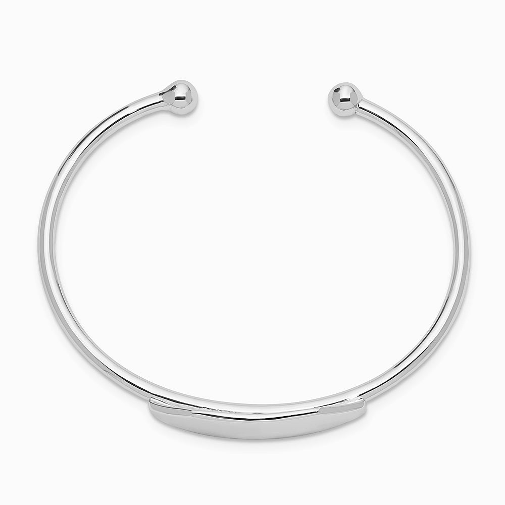 Sterling Silver Rhodium-plated Polished ID Children's Cuff Bangle - Product Photo