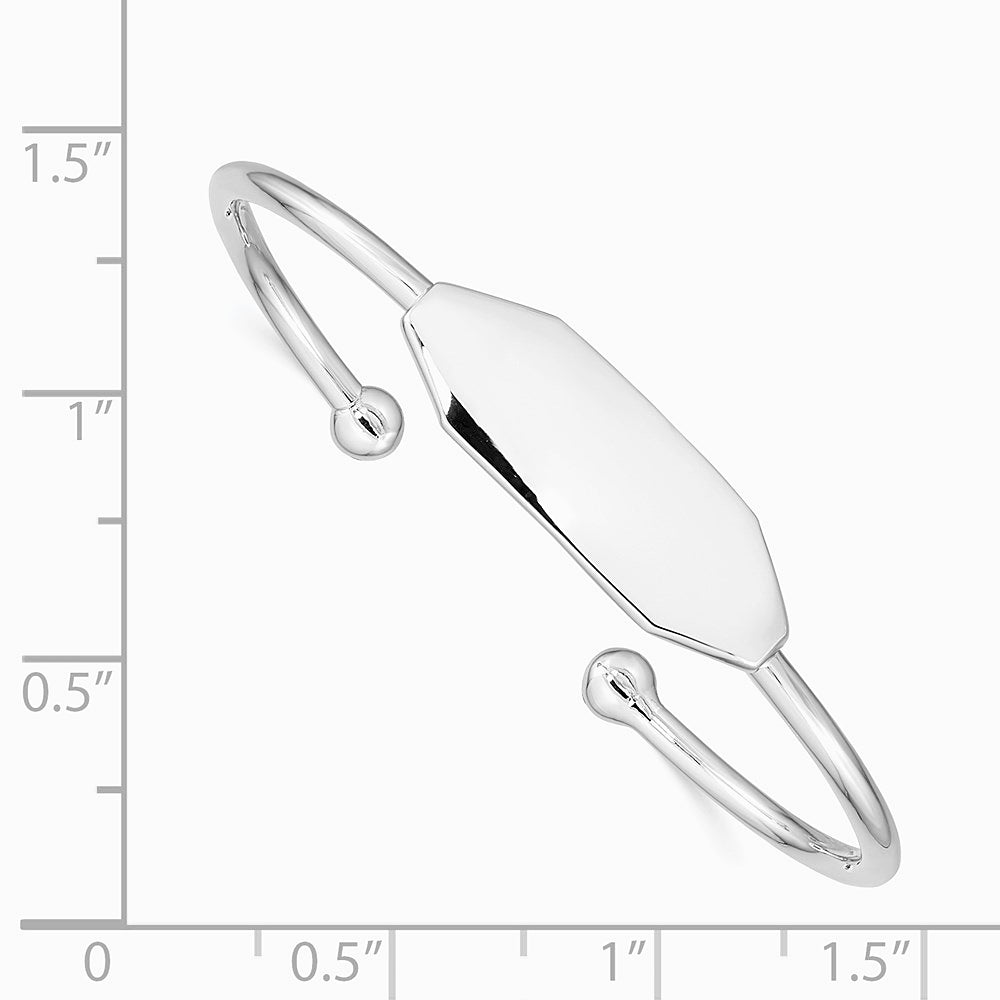 Sterling Silver Rhodium-plated Polished ID Children's Cuff Bangle - Product Photo