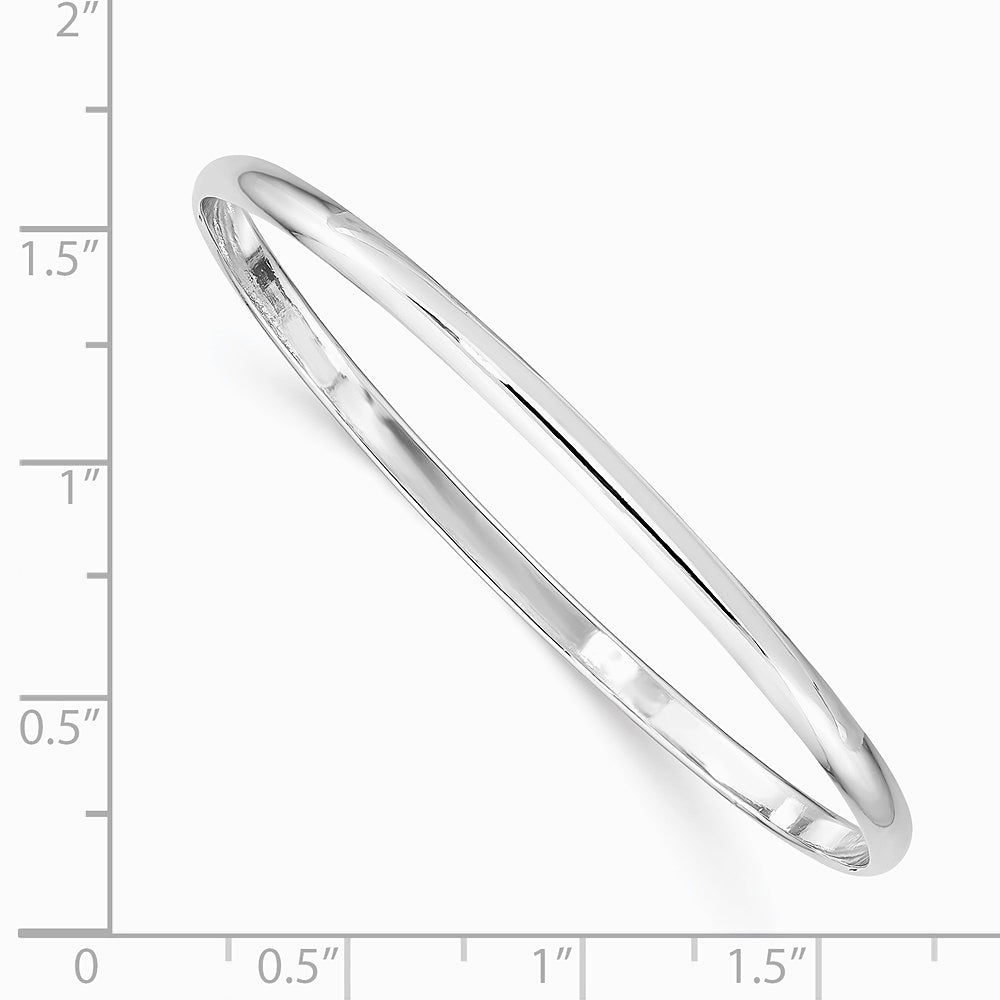 Sterling Silver RH-plated Polished 3mm Slip On Children's Bangle Bracelet - Product Photo