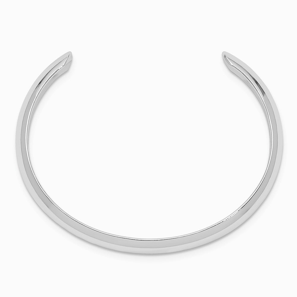 Sterling Silver Rhodium-plated Polished & Domed 6mm Children's Cuff Bangle - Product Photo