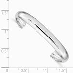 Sterling Silver Rhodium-plated Polished & Domed 6mm Children's Cuff Bangle - Product Photo