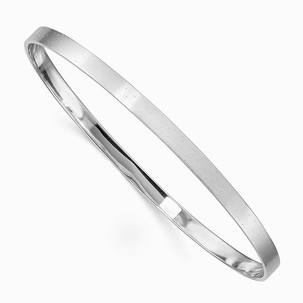 Sterling Silver Rhodium-plated 4.00mm Satin Slip-on Bangle