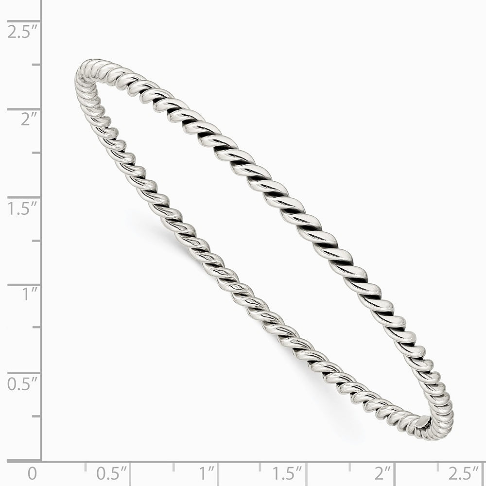 Sterling Silver Antiqued 3mm Twisted Slip-on Bangle - Product Photo