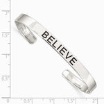 Sterling Silver Believe Antiqued Cuff Bangle - Product Photo
