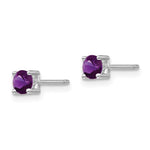 Sterling Silver Rhodium-plated 4mm Round Amethyst Post Earrings - Product Photo
