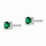 Sterling Silver Rhodium-plated 4mm Round Created Emerald Post Earrings - Product Photo