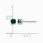 Sterling Silver Rhodium-plated 4mm Round Created Emerald Post Earrings - Product Photo