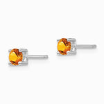 Sterling Silver Rhodium-plated 4mm Round Citrine Post Earrings - Product Photo
