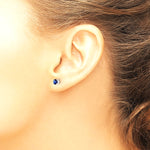 Sterling Silver Rhodium-plated 4mm Round Created Sapphire Post Earrings - Product Photo