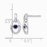 Sterling Silver Rhodium Created Blue Sapphire Birthstone Vibrant Earrings - Product Photo