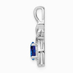 Sterling Silver Rhodium-plated Created Sapphire & Diamond. Pendant - Product Photo