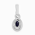 Sterling Silver Rhodium-plated Created Sapphire & Diamond. Pendant - Product Photo